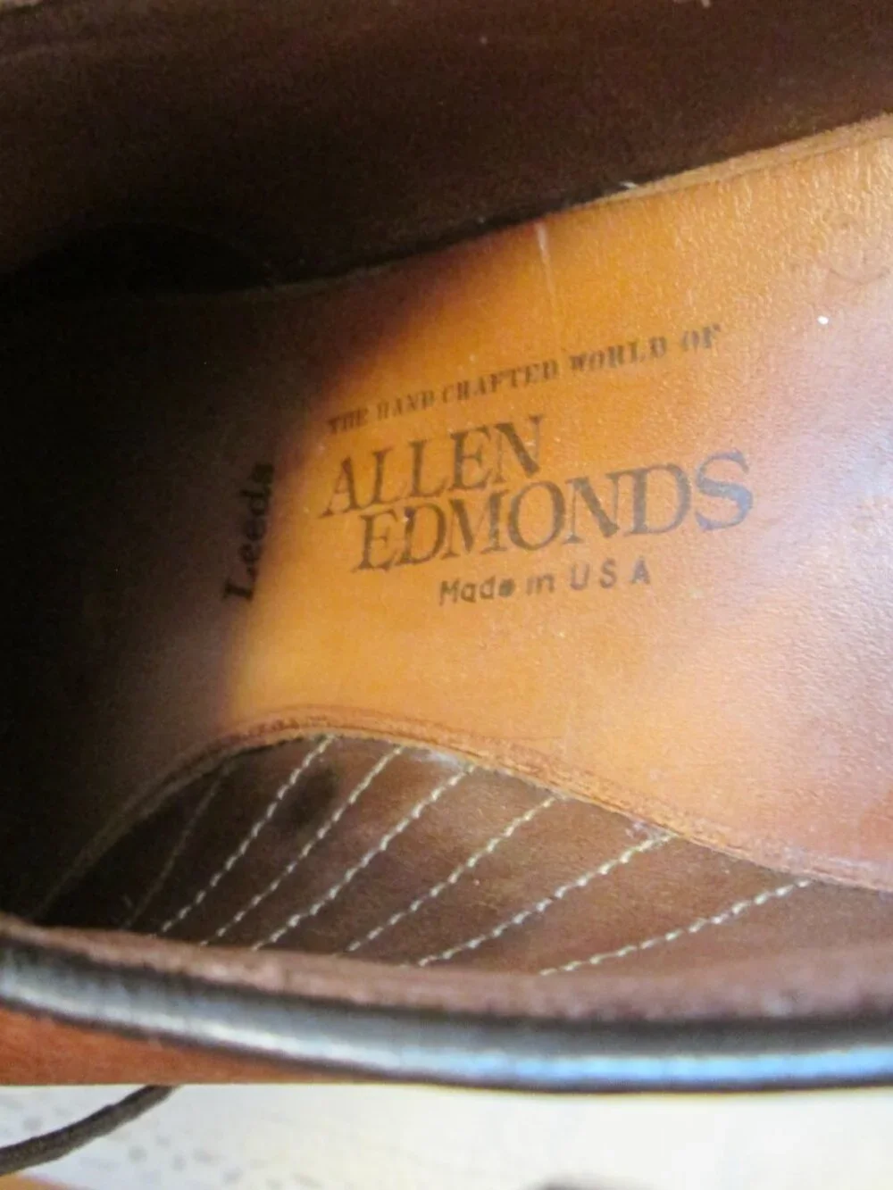 Vtg Allen Edmonds Leeds brown pebbled leather oxford dress shoes brown 9 D